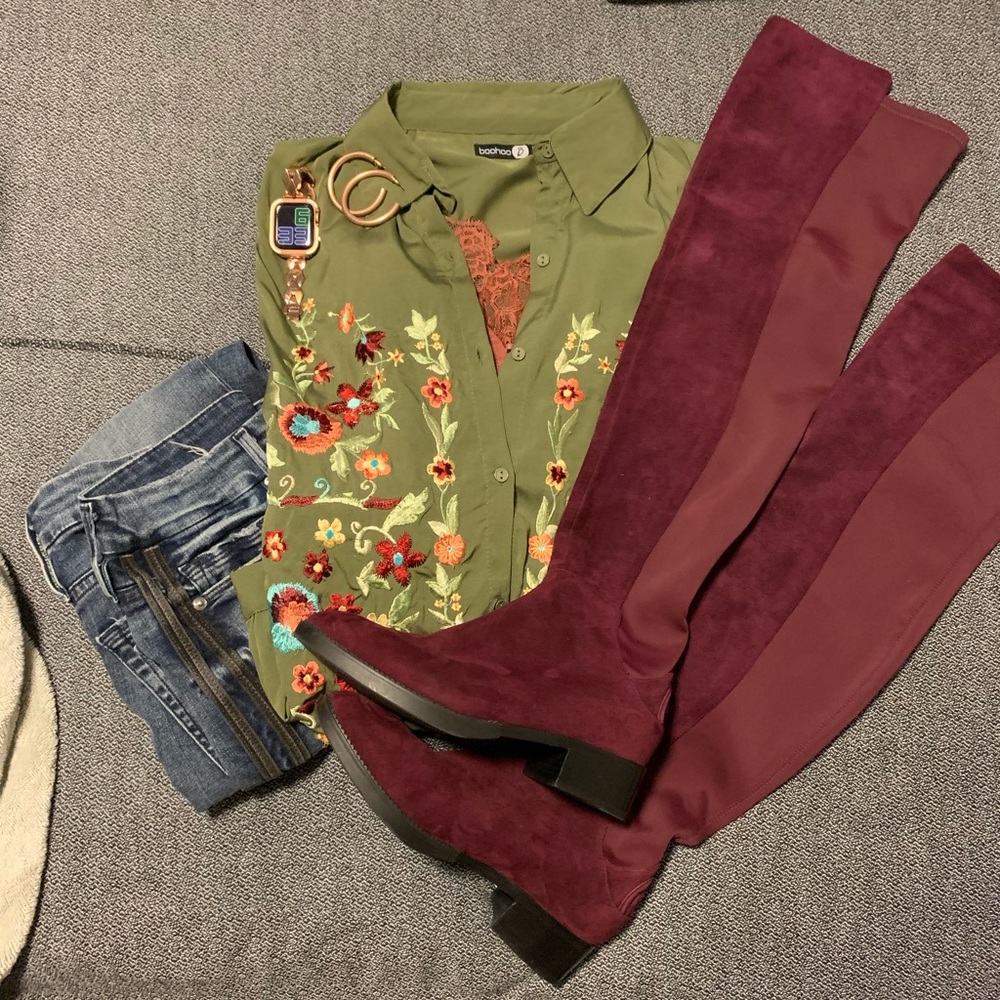 Tory Burch Maroon OTK Boots